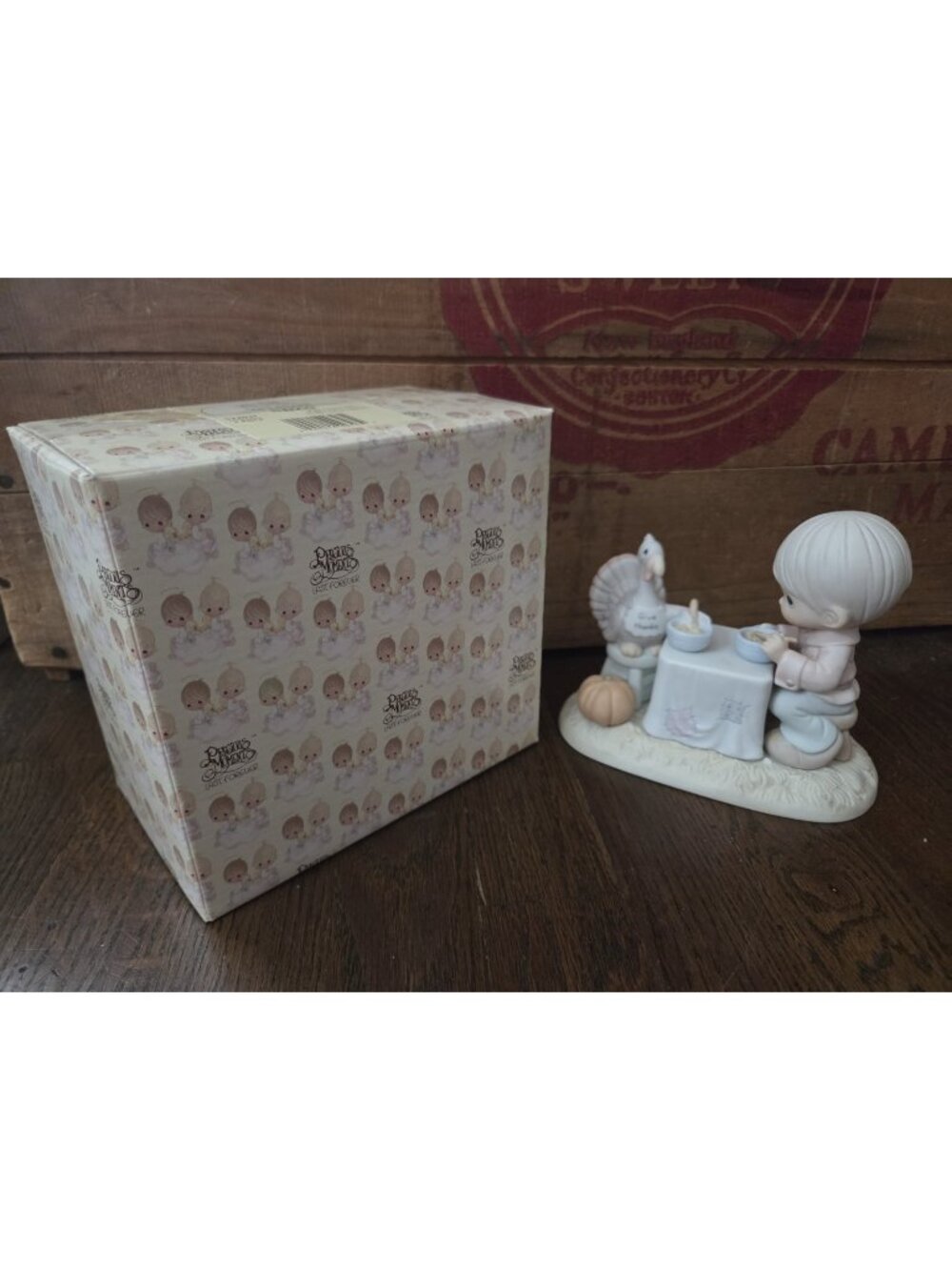 Vtg Precious Moments “Thank You Lord For Everything” 522031 Eating Turkey 1989